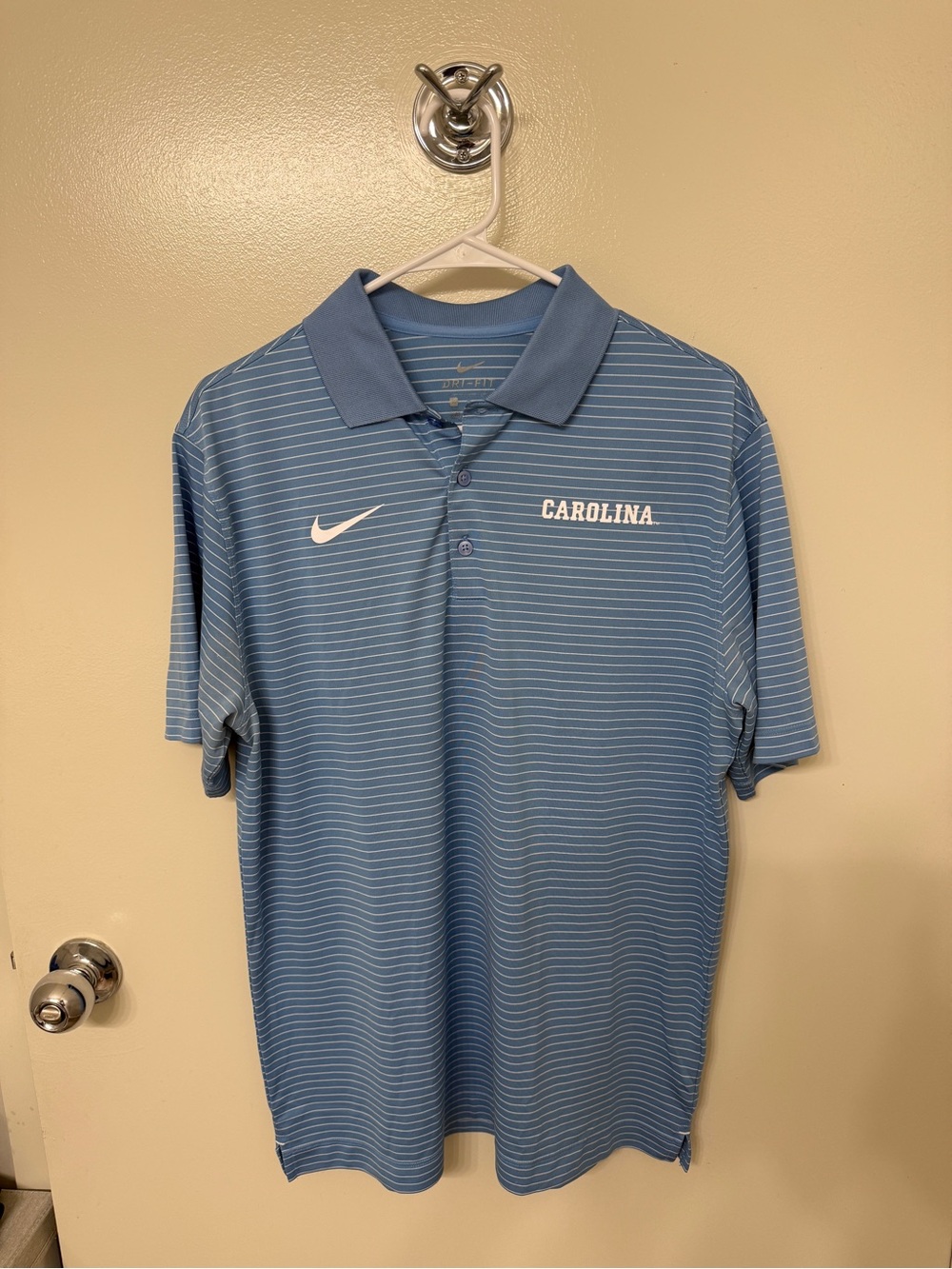 Nike Light Blue Striped Carolina Polo
